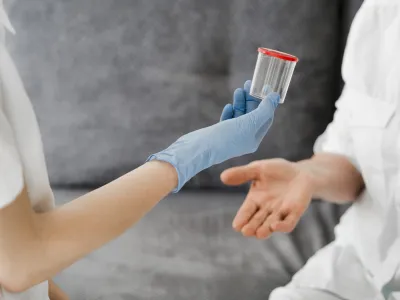 Close-up-doctor-holding-container